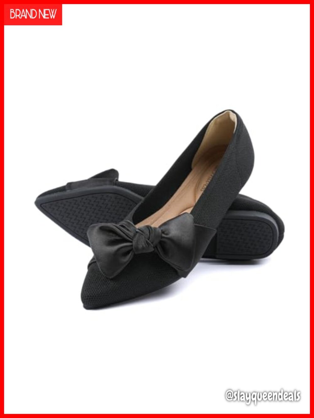 Women's Pointed Toe Ballet Flats Bow Slip On Memory Foam Shoes